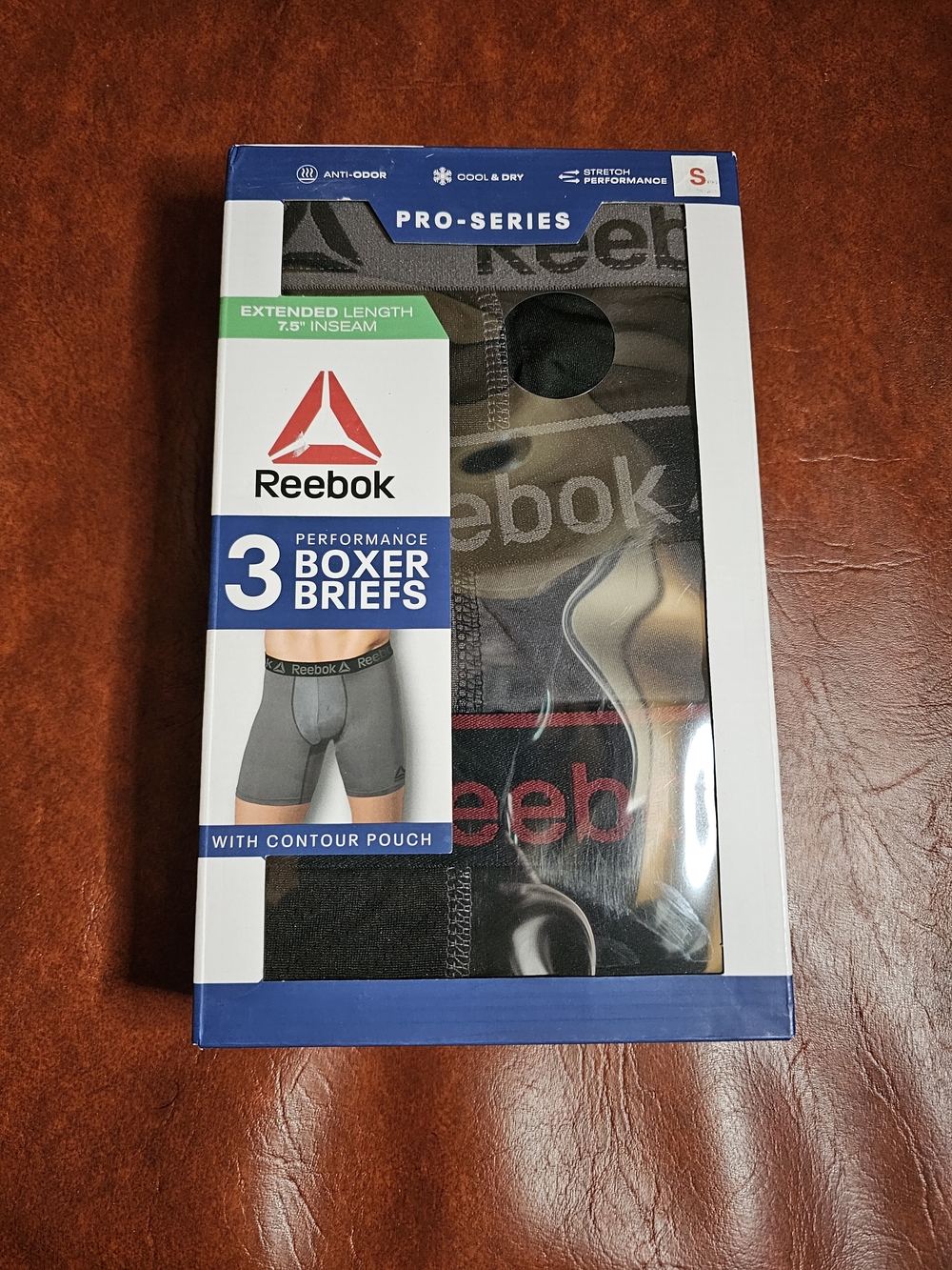 Reebok Underwear Pro Series Performance Long Leg Boxer Brief 7.5 Inch 3 Pack